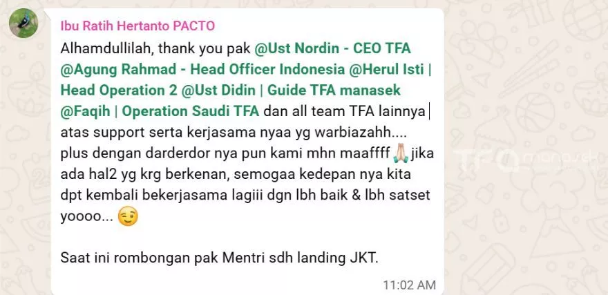 Handling Umroh VVIP: Begini Cara Perjalanan Menteri Bisa Terlihat Tenang 2 Handling Umroh VVIP tfa manasek menteri handling paket umroh vvip tfa manasek